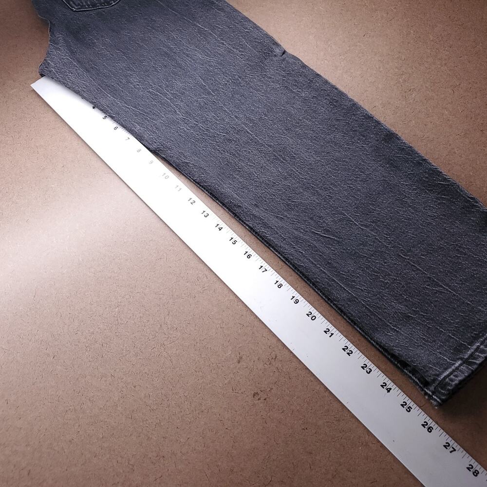 Levi's Premium Ribcage Straight Ankle Jeans Button Fly Stretch Women 28 Black - Picture 8 of 15